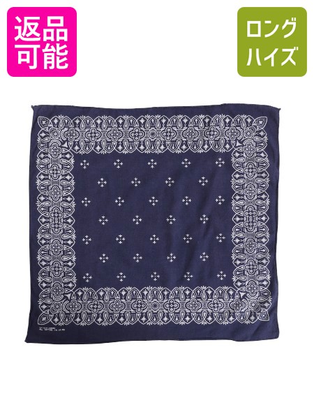 60s 70s ヴィンテージ クロス バンダナ レア USA製 耳付 ネイビー 60s 70s ヴィンテージ クロス バンダナ レア USA製 耳付