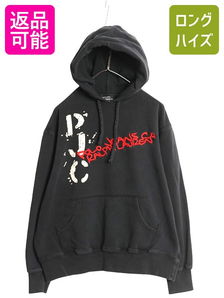 デニム&サプライ ジップ パーカ 星条旗 ロゴ 紺 S アメリカ限定 STYLEBLOCK トレーナー スウェット カットデニム星条旗プリント