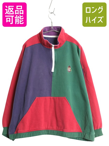 【4/12 24h限定777円OFFクーポン!】 80s チャップス ラルフローレン ハーフジップ スウェット メンズ XL 程 ヴィンテージ トレーナー 裏起毛 クレイジー パターン 大きいサイズ| 古着 中古 80's 80年代 CHAPS POLO RALPH LAUREN ビンテージ ハイネック スエット ロゴスウェ