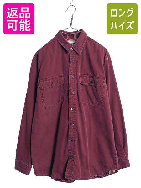 【4/8 最大半額セール×ポイント5倍】 00s エルエルビーン コットン ツイル 長袖 シャツ メンズ M / オールド アウトドア チェック フランネル ライナー付き ワーク ジャケット| 古着 中古 00年代 LLBEAN LLビーン 長袖シャツ シャツジャケット ワークシャツ コットンシャツ