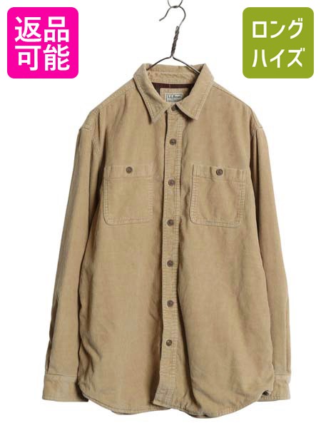 【4/12 24h限定777円OFFクーポン!】 00s エルエルビーン 細畝 コーデュロイ 長袖 シャツ メンズ M オールド アウトドア チェック フランネル ライナー ポケット付き ジャケット| 古着 中古 00’s 00年代 LLBEAN LLビーン 長袖シャツ シャツジャケット コーデュロイシャツ コ