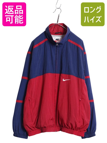 70s-80s 【NIKE】ヴィンテージ　ナイロン　ジャンパー　シャツ XL NIKE - 80s ナイキ ナイロン ジャケット メンズ レディース S
