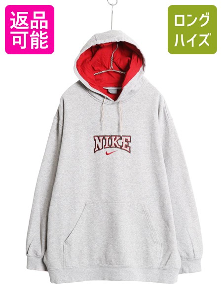 NIKE USA製 希少サイズ センター スウォッシュ ロゴ グレー パーカー 90's NIKE センタースウォッシュ スウェットパーカー 杢グレー