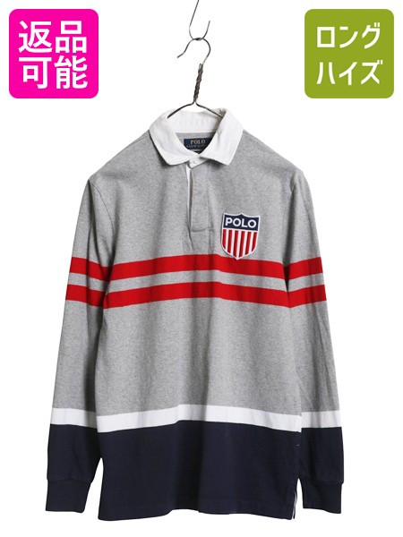 【4/20 777円OFFクーポン×最大8倍】 ポロ ラルフローレン ボーダー 長袖 ラガーシャツ メンズ XS ラグビー 長袖シャツ ポロシャツ カットソー ワッペン ワンポイント ボックス| 古着 中古 POLO RALPH LAUREN ラグビーシャツ ラガー 長袖ポロシャツ 長袖ポロ 星条旗 ロゴ刺
