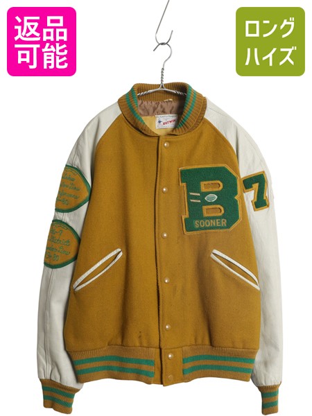 楽天市場】70s USA製 ☆ DELONG 袖レザー ウール スタジャン メンズ XL