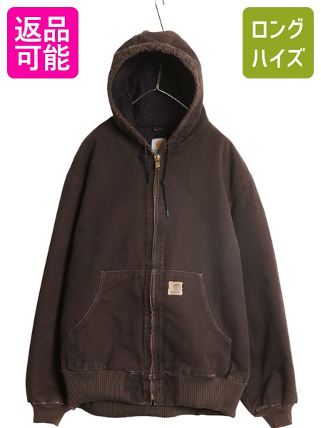 Carhartt ジャケット ダークブラウン　USA 古着　ビンテージ 古着 Carhartt 裏地 チェック ブランケット ダークブラウン