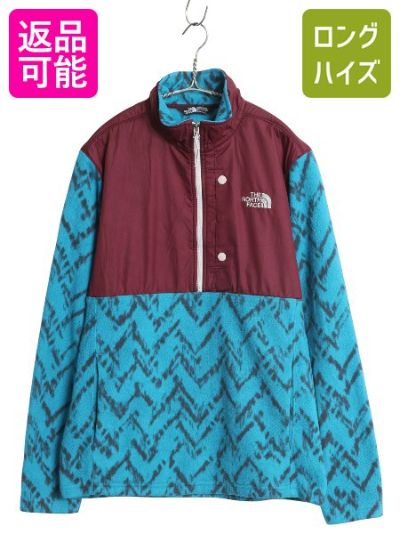 【4/15 25名様限定1000円OFFクーポン】 ノースフェイス ハーフジップ 総柄 フリース ジャケット メンズ M / アウトドア ナイロン 切替 ブルゾン ハイネック プルオーバー ツートン| 古着 中古 The North Face DENALI フリースジャケット ジャンパー ポケット付き ワンポイン