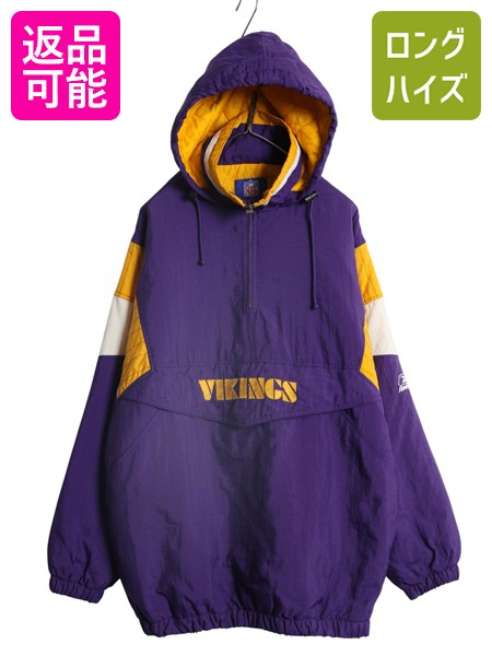 1046NFLスターターバイキングスハーフジップナイロンジャケット中綿USA古着 1046NFLスターターバイキングスハーフジップナイロンジャケット中綿USA古着