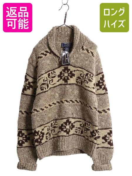 ラルフローレン　ウール１００％　手編みニット　総柄　厚手　美品 楽天市場】手編み 90s POLO RALPH LAUREN ネイティブ 総柄 ウール