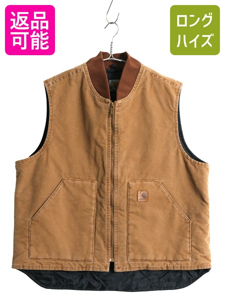 【4/7 最大半額セール×ポイント5倍】 US企画 カーハート 中綿 ダック ベスト メンズ XL / フルジップ ナイロン キルティング ライナー 重ね着 前開き 廃盤 ワーク 大きいサイズ| 古着 中古 日本未発売 V02 廃盤モデル CARHARTT SUBARU 企業 ワークベスト ダックベスト 中綿