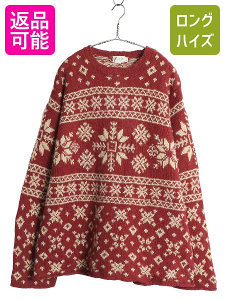 【7/22 400円OFFクーポン&times;ポイント5倍】 90s ジェイクルー ノルディック ニット セーター メンズ M 大きめ L オールド ウール フェアアイル カットソー タイプ バーズアイ 旧タグ | 古着 中古 00年代 Jクルー 巨人タグ 長袖ニット ニットセーター 長袖セーター シンプル ク｜古着ヴィンテージショップLong his