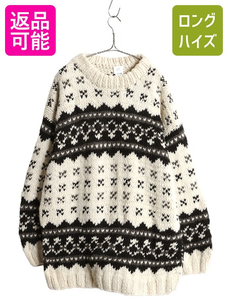 楽天市場】手編み エクアドル製 ☆ ISHKA ロールネック 両面 花 ウール