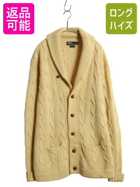 希少 80s ラルフローレン ウールカーディガン ニットralph lauren ケーブルニット ウールカシミヤ カーディガン
