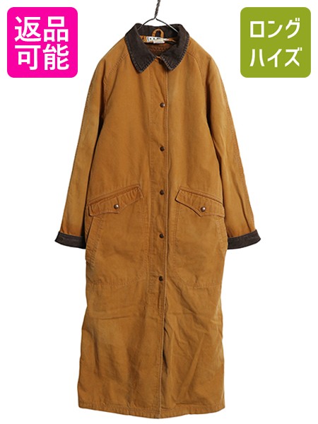 【4/14 25名様限定1000円OFFクーポン】 90s エルエルビーン ダック ロング コート レディース S ハンティング フィールド ステンカラー ネイティブ パイル フリース ライナー付き| 古着 中古 90’s 90年代 LLBEAN LLビーン オールド アウトドア ジャケット ロングコート フ