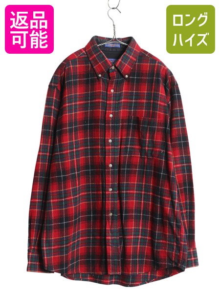 【4/12 24h限定777円OFFクーポン!】 90s ペンドルトン チェック ボタンダウン シャツ メンズ L / オールド ウール 長袖シャツ ポケット付き カジュアル シンプル マルチカラー| 古着 中古 90's 90年代 PENDLETON ボタンダウンシャツ ウールシャツ チェックシャツ BDシャツ