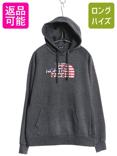【4/20 48h777円OFFクーポン×P4倍】 ノースフェイス プリント スウェット フード パーカー レディース M アウトドア 裏起毛 プルオーバー トレーナー 星条旗 チャコール グレー| 古着 中古 The North Face スエット スウェットパーカー プリントパーカー フードパーカー ロ