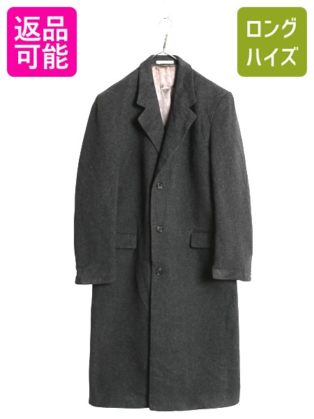 【4/8 最大半額セール×ポイント5倍】 80s 90s イギリス製 Ashford & Reede チェスター コート メンズ L 程/ ヴィンテージ オールド ラム ウール フィールド ロングコート 濃灰| 古着 中古 80年代 90年代 ビンテージ 英国製 イングランド製 ウールコート チェスターコート