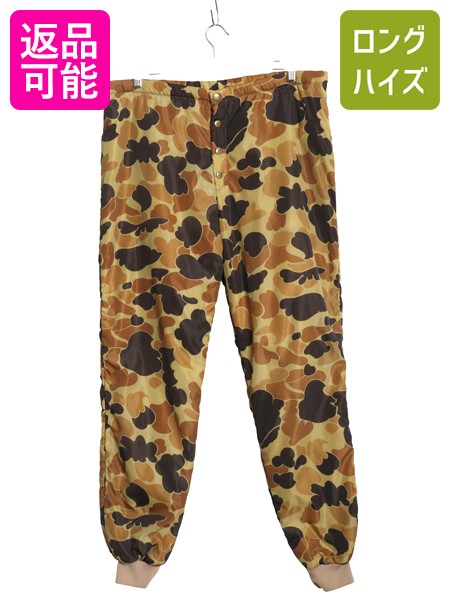 80s コロンビア ダックハンターカモ 中綿 ナイロン パンツ メンズ L / ヴィンテージ 紺タグ アウトドア 迷彩 オーバーパンツ ハンティング| 古着 中古 80’s 80年代 COLUMBIA ビンテージ ナイロンパンツ 中綿パンツ シンサレート ボトムス カモ柄 マルチカラー ゆったり