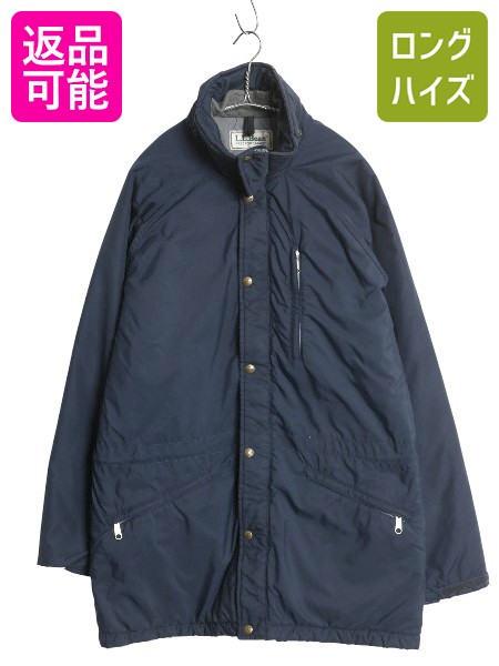 【4/9 最大半額セール×ポイント5倍】 80s エルエルビーン 中綿 ナイロン ジャケット メンズ L / 80年代 ヴィンテージ アウトドア ジャンパー ブルゾン フルジップ ハイネック 紺| 古着 中古 80's 80年代 ビンテージ LLビーン LLBEAN 無地 ナイロンジャケット 中綿ジャケッ