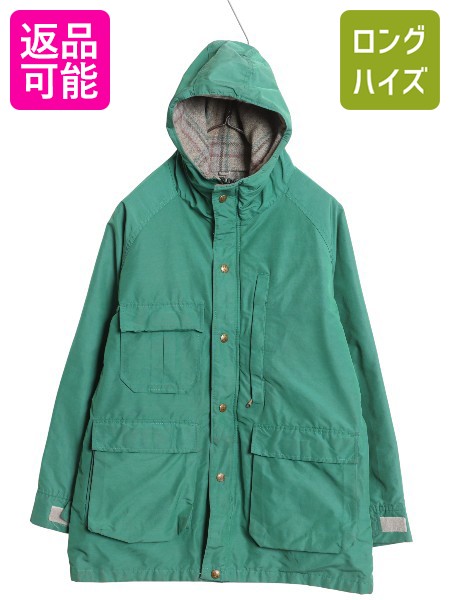 【7/24 400円OFFクーポン×P5倍】 90s USA製 ランズエンド ウールリッチ マウンテンパーカー ジャケット メンズ M オールド マンパ ウール チェック ライナー付き ジャンパー| 古着 中古 90's 90年代 LANDS END WOOLRICH 別注 アメリカ製 ブルゾン フルジップ アイトドア パ|古着ヴィンテージショップLong his