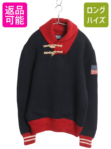 90s デッド POLO ラルフローレン ウール ニット カーディガン ブラック