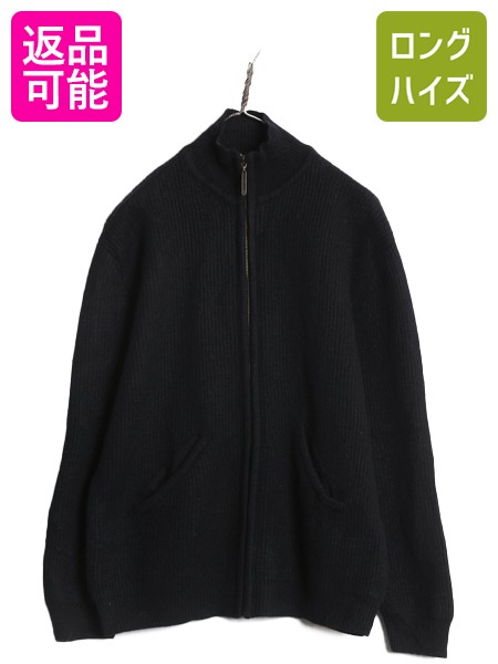 【4/12 24h限定777円OFFクーポン!】 90s ペンドルトン ニット セーター ジャケット メンズ L / オールド フルジップ ドライバーズ メリノ ウール カーディガン ハイネック 黒 | 古着 中古 ブラック 90’s 90年代 PENDLETON ニットセーター ニットジャケット 長袖ニット 長袖