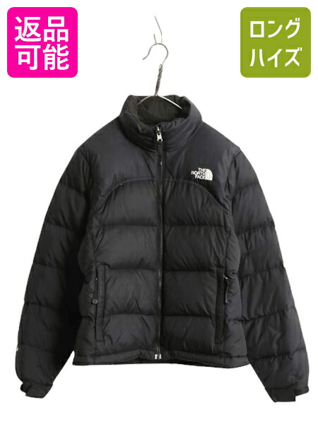 【4/12 24h限定777円OFFクーポン!】 ノースフェイス ヌプシ ダウン ジャケット レディース XS / The North face NUPTSE アウトドア ナイロン 700フィル ハイネック ブルゾン 黒| 古着 中古 ノース ブラック 防寒 ダウンジャケット ナイロンジャケット ヌプシジャケット グー