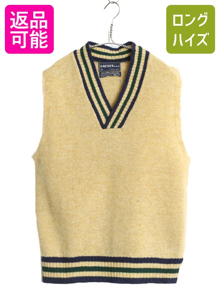 【4/9 最大半額セール×ポイント5倍】 80s ロバート ブルース Vネック ニット ベスト メンズ レディース M ヴィンテージ セーター シェットランド ウール プルオーバー チルデン| 古着 中古 80\'s 80年代 ビンテージ ROBERT BRUCE GATSBY 重ね着 ニットベスト ニットセーター