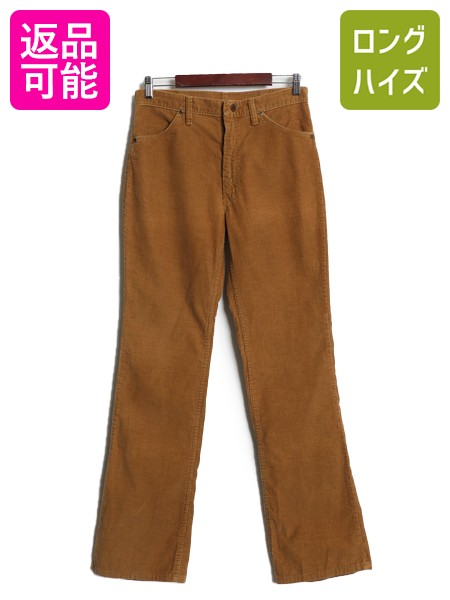 【4/16 マラソン限定クーポン×P5倍!】 70s 80s USA製 ラングラー ブーツカット コーデュロイ パンツ 実寸 32 32.5 ヴィンテージ 細畝 フレア ノータック ボトムス スラックス 茶| 中古 70年代 80年代 ビンテージ Wrangler アメリカ製 コーズ コーデュロイパンツ フレアパン