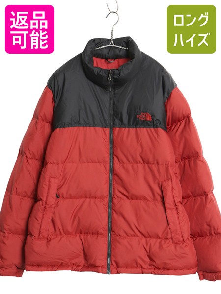 【4/9 最大半額セール×ポイント5倍】 ノースフェイス ヌプシ ダウン ジャケット メンズ XL 古着 アウトドア 700フィル フルジップ ハイネック ジャンパー ツートン 大きいサイズ| 中古 The North Face 黒 ブラック 赤 レッド 防寒 ダウンジャケット ナイロンジャケット ヌ