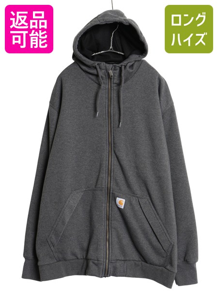 【4/15 25名様限定1000円OFFクーポン】 US企画 カーハート フルジップ スウェット フード パーカー メンズ XL / 裏 サーマル ライナー付き トレーナー ジャケット 大きいサイズ 灰| 古着 中古 日本未発売 CARHARTT Rain Defender 撥水加工 スエット スウェットパーカー ジッ
