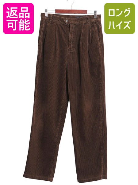 【4/9 最大半額セール×ポイント5倍】 90s エディーバウアー 太畝 コーデュロイ パンツ 実寸 32 33 古着 オールド ツータック ストレート スラックス ボトムス 無地 コットン 茶| 中古 90年代 Eddie Bauer エディバウアー コーデュロイパンツ コットンパンツ 2タック コーズ 5,810円