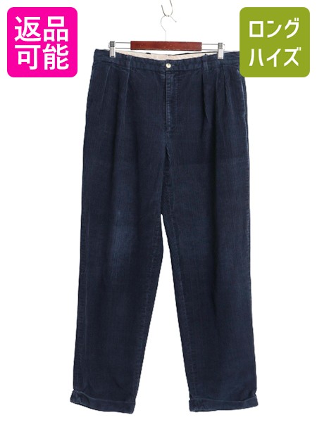 【4/9 最大半額セール×ポイント5倍】 90s ノーティカ 太畝 コーデュロイ パンツ 実寸 36 32 / オールド ストレート ツータック コットン スラックス ボトムス 裾ダブル ゆったり| 古着 中古 90's 90年代 NAUTICA 2タック コーデュロイパンツ コーズ コットンパンツ トラウ