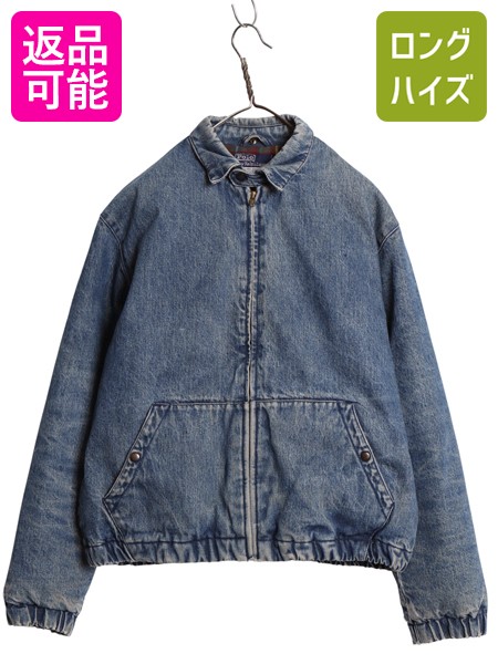 【4/9 最大半額セール×ポイント5倍】 90s ★ ポロ ラルフローレン デニム ダウン ジャケット メンズ S オールド スイングトップ ブルゾン ジージャン フルジップ ポニー無 無地| 古着 中古 90's 90年代 POLO RALPH LAUREN ジャンパー デニムジャケット Gジャン チェック ラ
