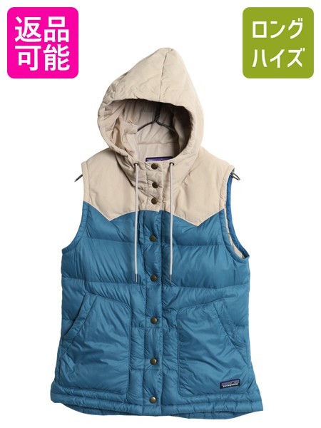 【4/15 25名様限定1000円OFFクーポン】 US企画 パタゴニア フード付き ダウン ベスト レディース S / 22年製 アウトドア ナイロン キャンバス フルジップ 重ね着 前開き ツートン| 古着 中古 patagonia 日本未発売 パーカー ダウンベスト ナイロンベスト ハイネック ノース
