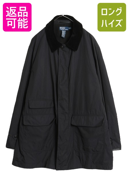 【4/8 最大半額セール×ポイント5倍】 00s ポロ ラルフローレン ナイロン ハーフ コート メンズ XXL / オールド ハンティング ジャケット フルジップ ジャンパー 大きいサイズ 黒| 古着 中古 ブラック 00’s 00年代 POLO RALPH LAUREN ハーフコート ナイロンジャケット ブル