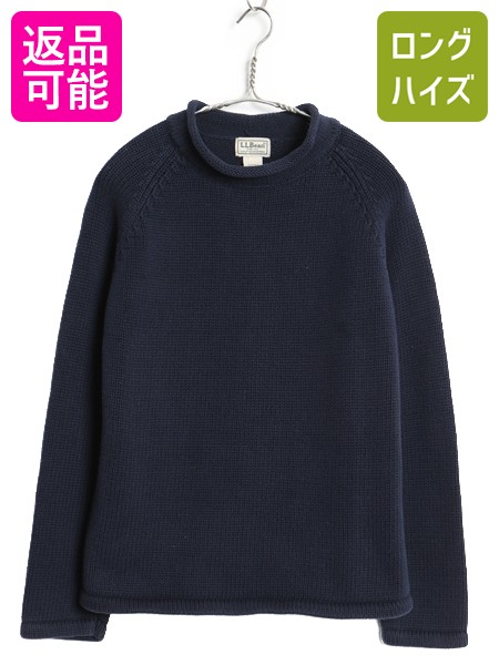 【7/22 400円OFFクーポン&times;ポイント5倍】 エルエルビーン ロールネック コットン ニット セーター レディース M / 古着 アウトドア ミドルゲージ リブ編み ハイネック 無地 ネイビー| 中古 LLBEAN LLビーン 長袖ニット 長袖セーター ニットセーター コットンニット カットソ｜古着ヴィンテージショップLong his