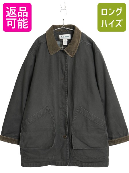 【4/14 25名様限定1000円OFFクーポン】 90s エルエルビーン ダック ハンティング ジャケット レディース L オールド カバーオール フィールド ハーフコート チェック 中綿ライナー| 古着 中古 90年代 90's LLBEAN LLビーン アウトドア コットン ハンティングジャケット ハー