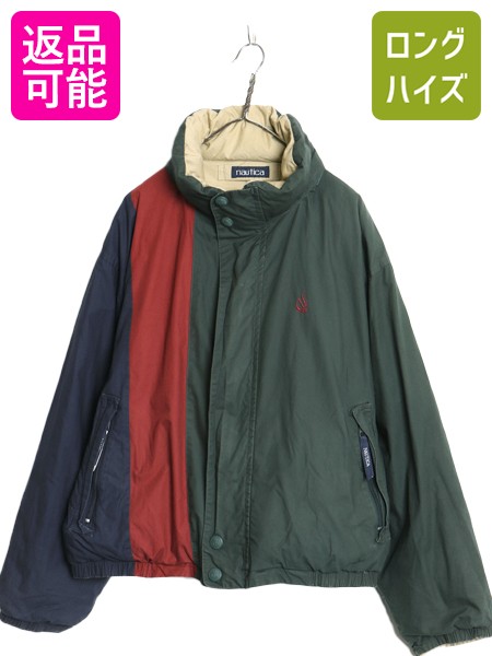 【7/22 400円OFFクーポン×ポイント5倍】 90s ノーティカ リバーシブル ダウン ジャケット メンズ XL オールド コットン フルジップ セーリング ブルゾン 収納 フ—ド 大きいサイズ| 古着 中古 90's 90年代 NAUTICA ダウンジャケット リバーシブルジャケット ハイネック ジ|古着ヴィンテージショップLong his