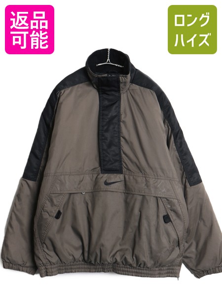【7/22 400円OFFクーポン×ポイント5倍】 90s ナイキ 中綿 ナイロン ジャケット メンズ M / オールド ハーフジップ ハイネック プルオーバー ビッグ スウッシュ ブルゾン アノラック| 古着 中古 90年代 NIKE スウォッシュ ナイロンジャケット 中綿ジャケット ウィンドブレー|古着ヴィンテージショップLong his