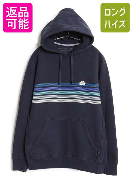 パタゴニア スウェット フード パーカー メンズ M レディース L / 22年製 アウトドア トレーナー プルオーバー 裏起毛 ヘビーウェイト 紺| 古着 中古 Patagonia ライン ロゴ スエット スウェットパーカー プリントパーカー ロゴパーカー フードパーカー ロゴ刺繍 ネイビー