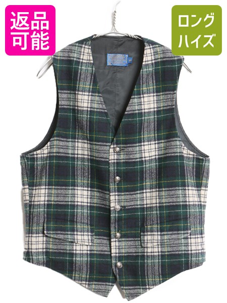 ✨激レア✨ PENDLETON 60s 70s ニットベスト USA製 総柄 60s70s ヴィンテージニットベスト ウールケーブル編み Vネック M〜L