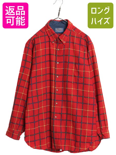 【4/9 最大半額セール×ポイント5倍】 70s USA製 ペンドルトン チェック ボタンダウン ウール シャツ メンズ L / ヴィンテージ 長袖シャツ ポケット付き マルチカラー トラッド| 古着 中古 70年代 アメリカ製 米国製 PENDLETON ビンテージ ウールシャツ チェックシャツ ボタ