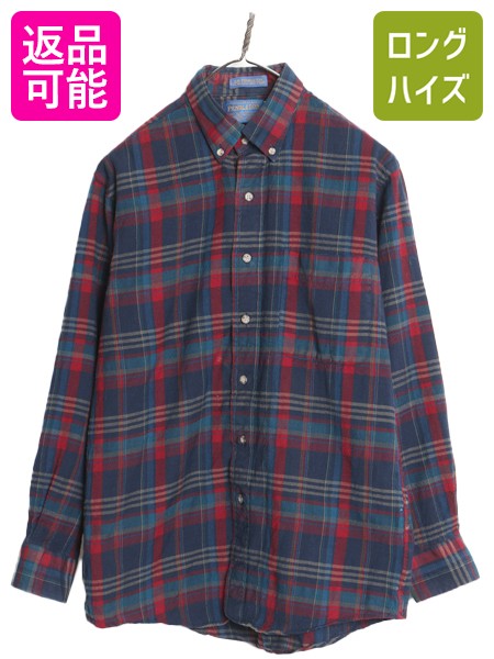 【4/12 24h限定777円OFFクーポン!】 90s サー ペンドルトン チェック ボタンダウン シャツ メンズ M / オールド 最上級 ウール 長袖シャツ ポケット付き BD マルチカラー 薄手| 古着 中古 90's 90年代 SIR PENDLETON ウールシャツ チェックシャツ ボタンダウンシャツ カジュ