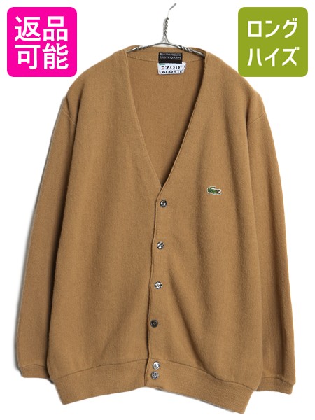 【4/15 25名様限定1000円OFFクーポン】 70s ラコステ アクリル ニット カーディガン メンズ レディース XL 古着 ヴィンテージ 羽織り 前開き セーター ワンポイント 大きいサイズ | 中古 70年代 ビンテージ アメリカ製 IZOD LACOSTE ワンポイント ニットセーター ニットカー