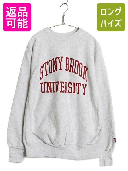 【7/22 400円OFFクーポン×ポイント5倍】 90s USA製 2段 カレッジ プリント スウェット メンズ L 古着 オールド トレーナー 裏起毛 クルーネック リバース タイプ ヘビーウェイト 灰| 中古 90's 90年代 MV SPORT アメリカ製 スエット プリントスウェット 厚手 ヘビーオンス|古着ヴィンテージショップLong his
