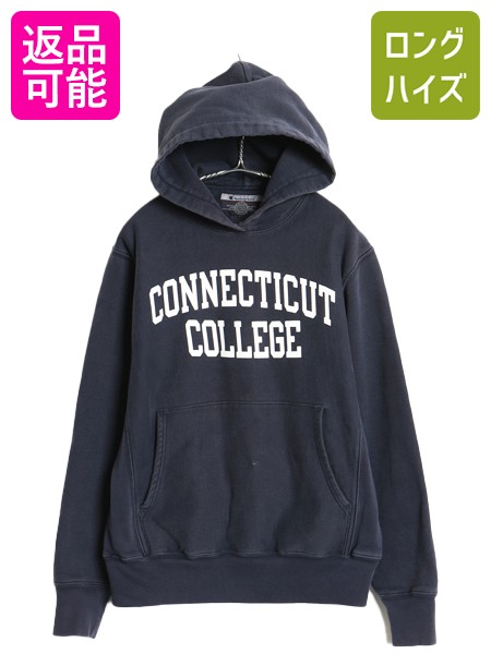 【7/22 400円OFFクーポン&times;ポイント5倍】 00s チャンピオン リバースウィーブ 2段 カレッジ プリント スウェット パーカー メンズ S / オールド トレーナー プルオーバー 裏起毛 紺| 古着 中古 00's 00年代 CHAMPION フード スエット リバース ヘビーウェイト スウェットパ｜古着ヴィンテージショップLong his