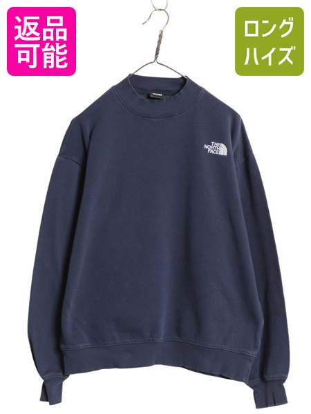 【4/12 24h限定777円OFFクーポン!】 ノースフェイス ワンポイント ロゴ 刺繍 スウェット メンズ S / 古着 トレーナー アウトドア スエット モックネック 裏起毛 薄手 ネイビー| 中古 The North Face ハイネック スウェットシャツ ロゴスウェット ロゴ刺繍 シンプルトップス