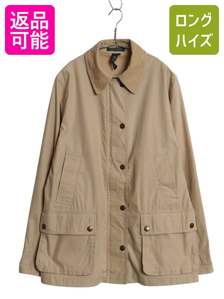 【4/14 25名様限定1000円OFFクーポン】 00s ローレン ラルフローレン ハンティング ジャケット レディース L / ポロ オールド ハーフ コート フルジップ ブルゾン カーキ べージュ| 古着 中古 00年代 POLO RALPH LAUREN ハンティングジャケット フィールド ハーフコート カ