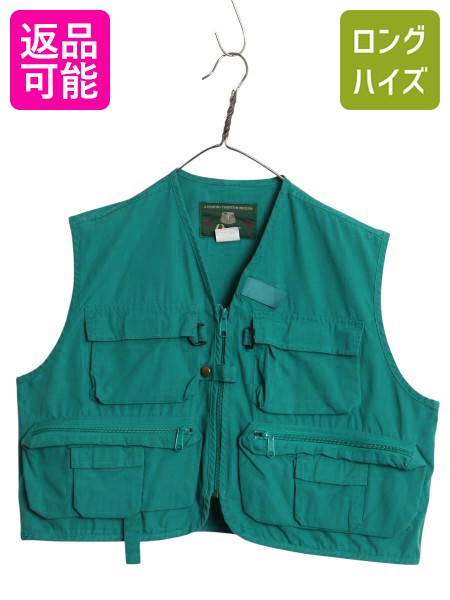 【4/15 25名様限定1000円OFFクーポン】 90s オービス フィッシング ベスト メンズ M / オールド 旧タグ アウトドア ハンティング フルジップ 重ね着 前開き ショート丈 ターコイズ| 古着 中古 90’s 90年代 ORVIS フィッシングベスト ハンティングベスト 多ポケット サファ